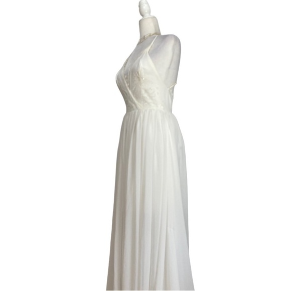 Dress the Population White Maxi Gown Dress Criss Cross Open Back - Picture 7 of 11